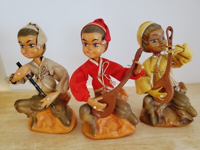 Set of 3 Rare Vintage Pixie Elf Musicians Mid Century Modern Retro  