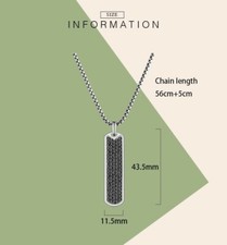 Hip hop Rock box Necklace pave setting Black Marcasite rectangle tag Pendant
