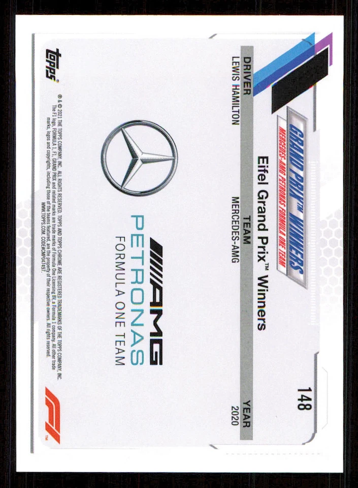 2021 Topps Chrome Formula 1 #148 Lewis Hamilton/Grand Prix Winners - Image 2 of 2
