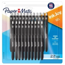 Paper Mate InkJoy 22pk Gel Pens 0.7mm Medium Tip Black: Retractable, Quick Dryin