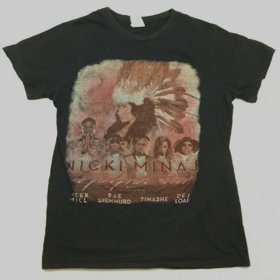 Camiseta Nicki Minaj Juniors Rosa Estampado Gira 2015 Concierto 2 Caras Ciudades Camiseta Talla M Foto 2 de 4