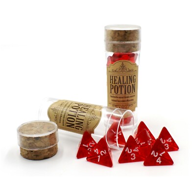 D&D Healing Potion with Red D4 Dice - Role Play Accessory