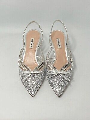 Miu Miu Jeweled Slingback Glitter Pumps size 37 | eBay Miu Miu Jeweled Slingback Glitter Pumps size 37 | eBay