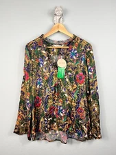 ODD MOLLY Women's Celeste Blouse in Autumn Green Boho Peasant Size 6