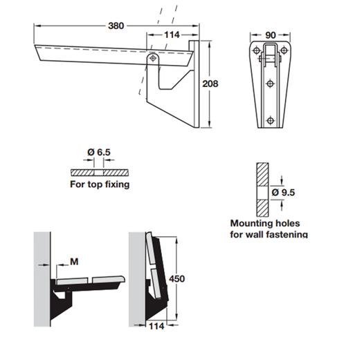 Hafele Hebgo Heavy Duty 500kg Steel Folding Bracket Cabinet Shelf ...
