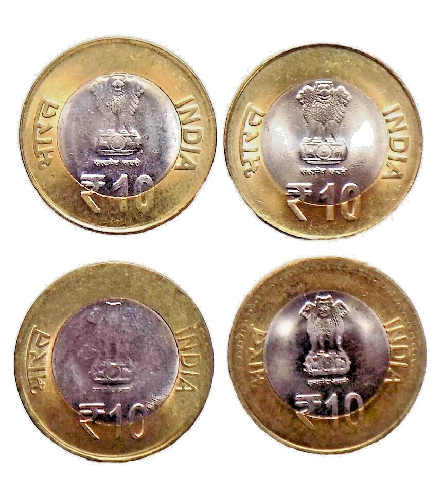 2015 - 4 COMMEMORATIVE BI-METALIC 10 RUPEES REPUBLIC RARE UNC COINS - INDIA#1 - Image 2 of 2