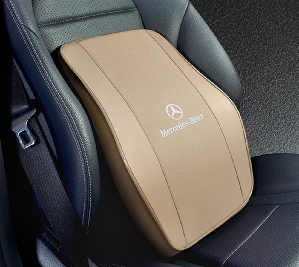 1x Beige Car Seat Pad Memory Foam Lumbar Back Support Cushion For Mercedes-Benz