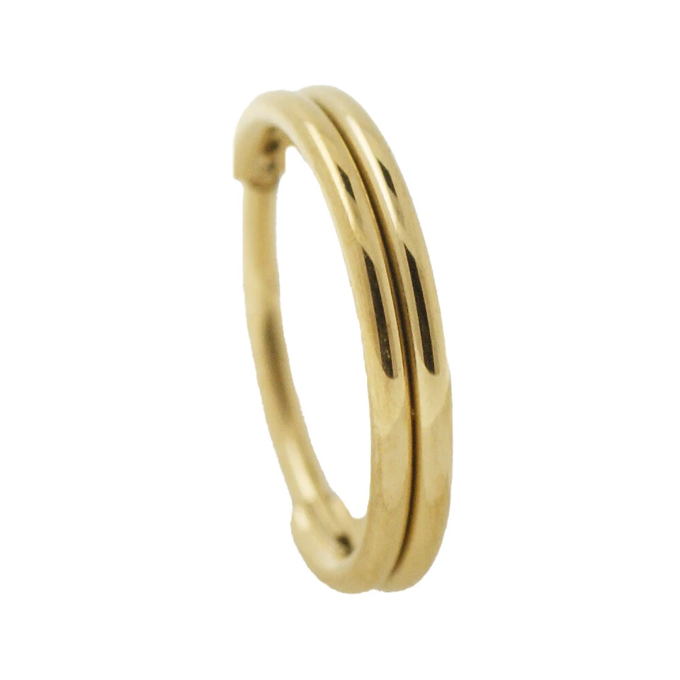 0,8mm feiner Doppel Clicker Ring Gold Silber Ohr Nasen Piercing Segment Ring - Bild 2 von 3