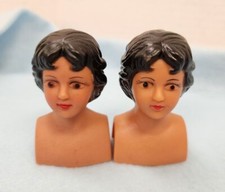 Vtg Lot of 2 Fibre Craft Black hair Doll Heads 2 1/2" Crafts Doll Making