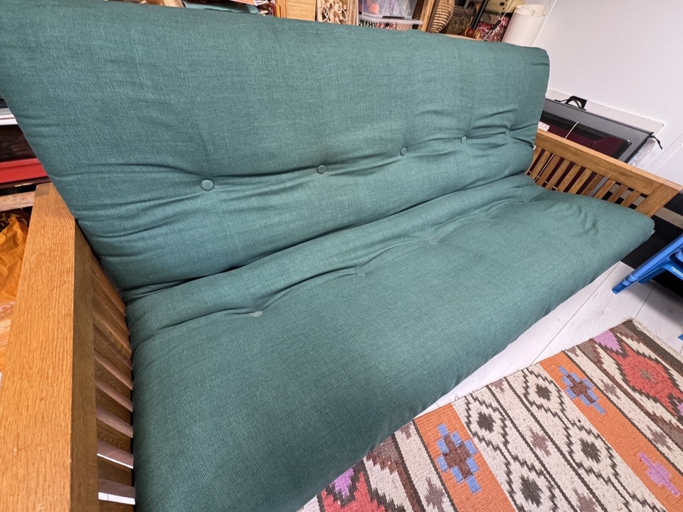 The Futon Company (OKE) 3 Seater Sofa Bed Solid Oak, Removable Futon