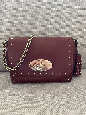 Mulberry Lily Regular in Oxblood with gold studs and tassels UK