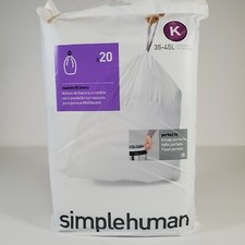 Simplehuman Code K Custom Fit Liners Extra Strong 20 Trash Bags 35-45 Liter