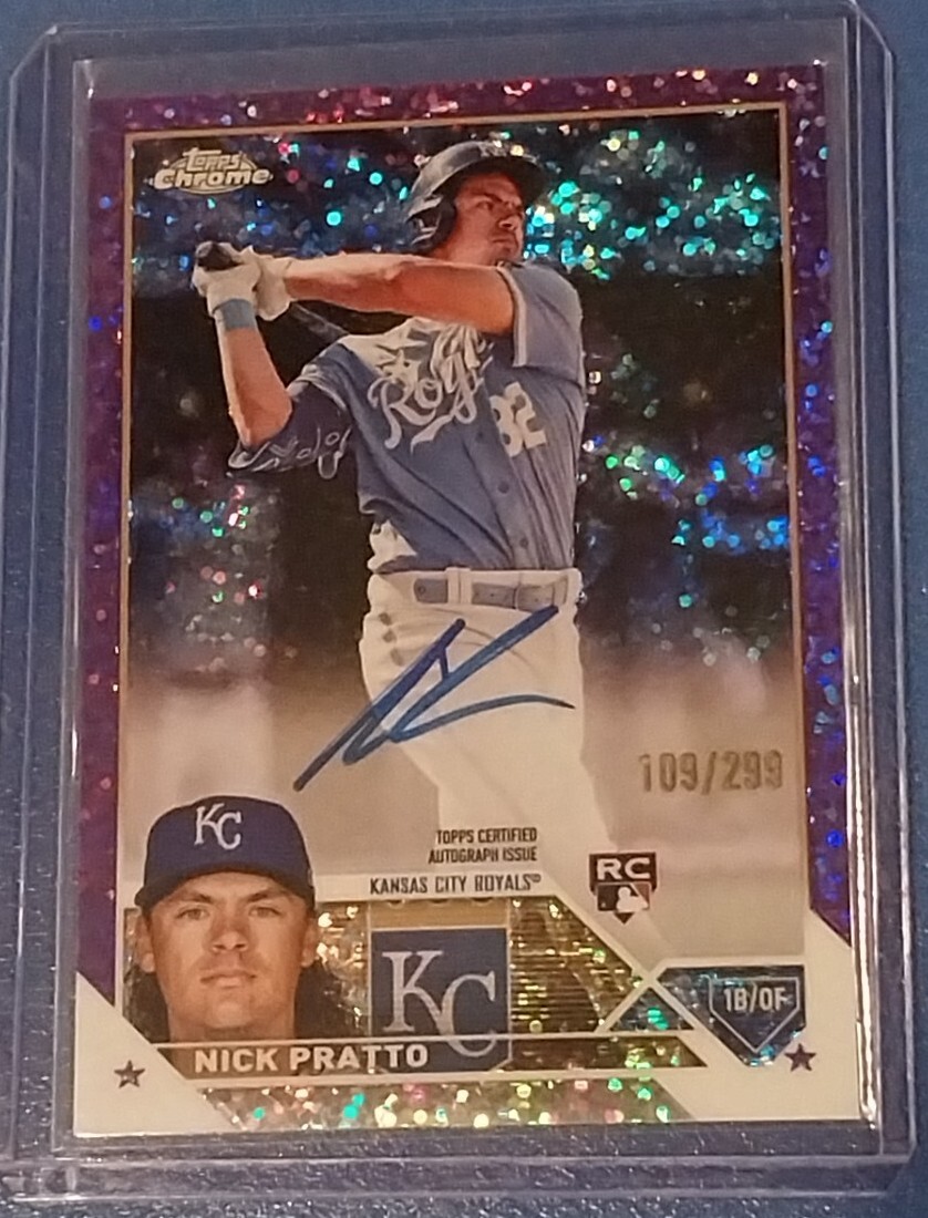 NICK PRATTO 2023 TOPPS CHROME RC AUTO SP /299 PURPLE SPECKLE REFRACTOR #RA-NPR
