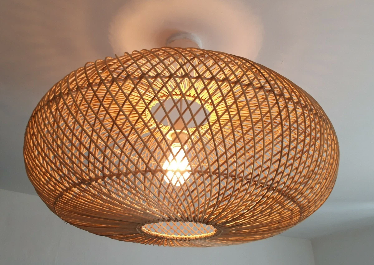 Hand Made Rattan UFO ceiling Lamp shade Giant Designer Ethnic Lampshade 58cm