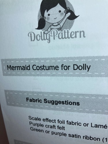 Modello Dolly - modello da cucire bambola Rag / 5 abiti - sirena, drago, fata + altro - Foto 5 di 9