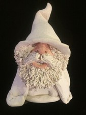 Vintage White Wizard Clay Sculpture Don White