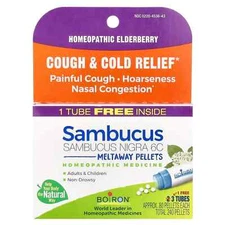 Boiron Sambucus Cough, Cold Meltaway Pellets, 6C, 3 Tubes, 80 Pellets ea, 08/25