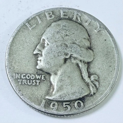 1950 D Washington Quarter 90% Silver Circulated Coin Free Shipping #7611