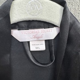 Victoria&rsquo;s Secret Black Satin Robe M/L Belted Kimono Lounge Sleepwear Sexy