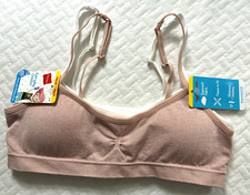 New Hanes 2 Pack Girls Sz Small 6-7 White Pink Flex Fit Padded Training Bra