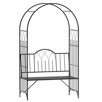 80'' Metal Trellis Arbor Arch for Plant Outdoor Garden Archway with Bench Seating