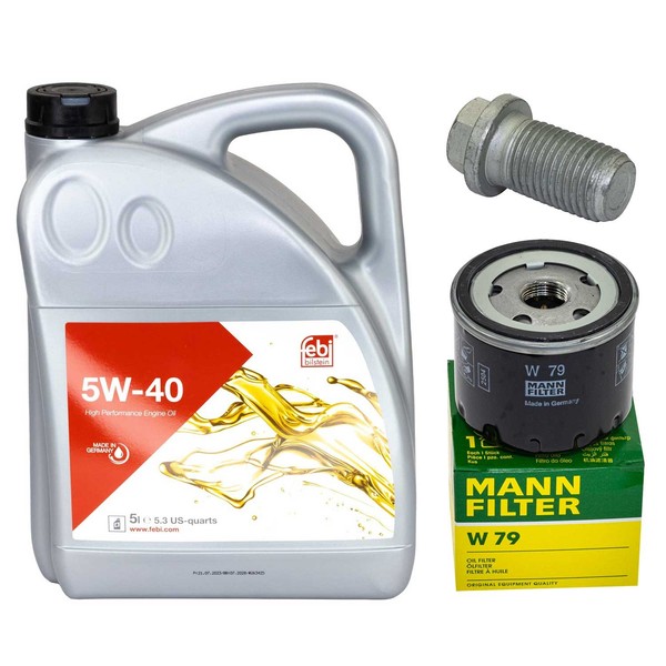 MotoröL Filter Set Febi 5W-40 5 Liter + ÖLablassschraube FüR Opel Movano Combi-image