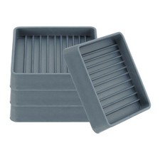 4Pack 2.5" Rubber Furniture Pads Non-Slip Square Floor Protectors for Bed Gray