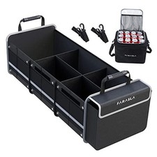 Waterproof Trunk Organizer with Insulated Leakproof Cooler Bag, Foldable Black