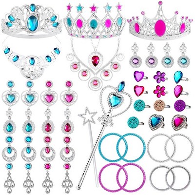 WATINC 46 Stück Prinzessinnen Schmuck Spielzeug Set für Kinder Prinzessin Kos...