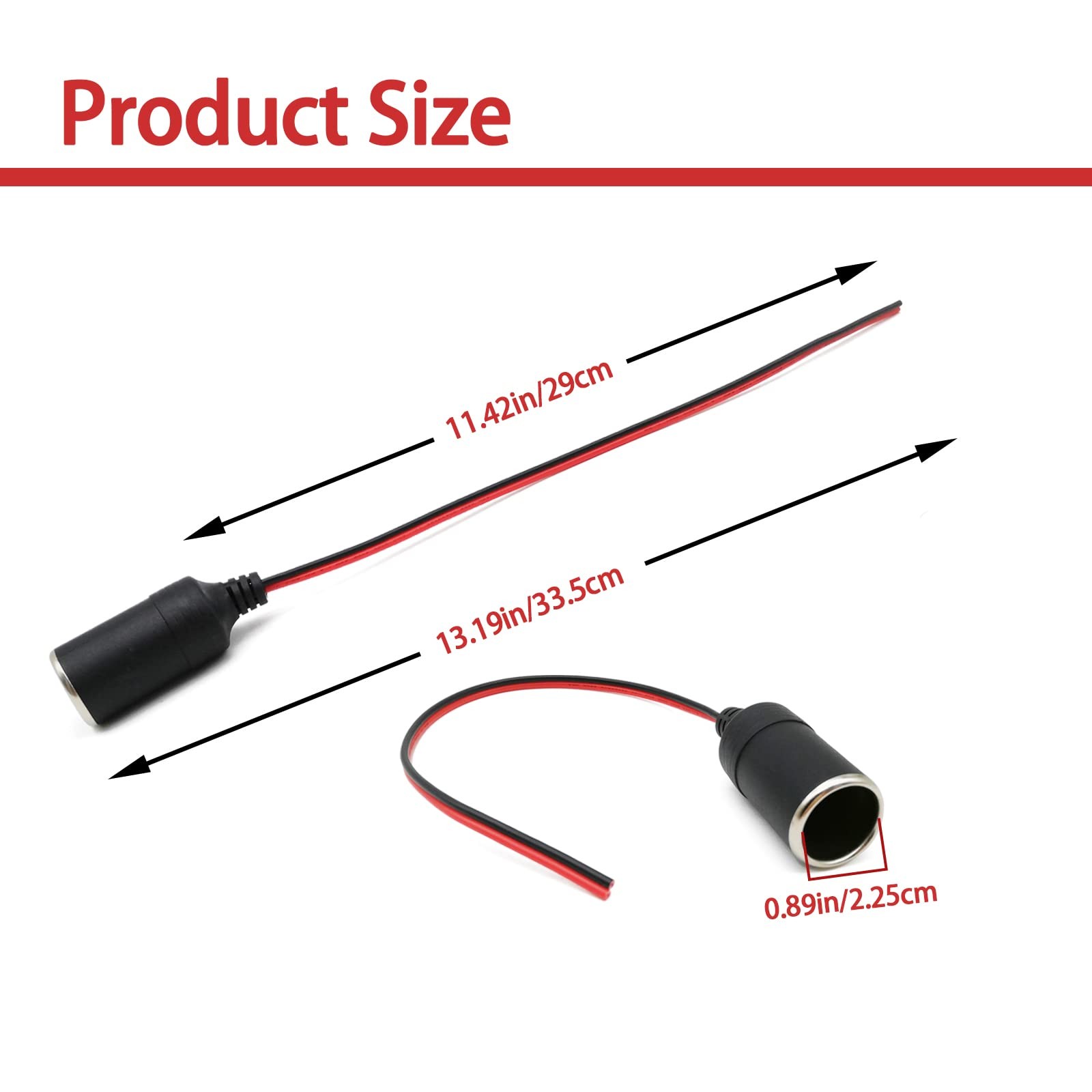 Car Charger Power Cigarette Lighter Female Socket Cable Plug Adapter, 12V 24V...