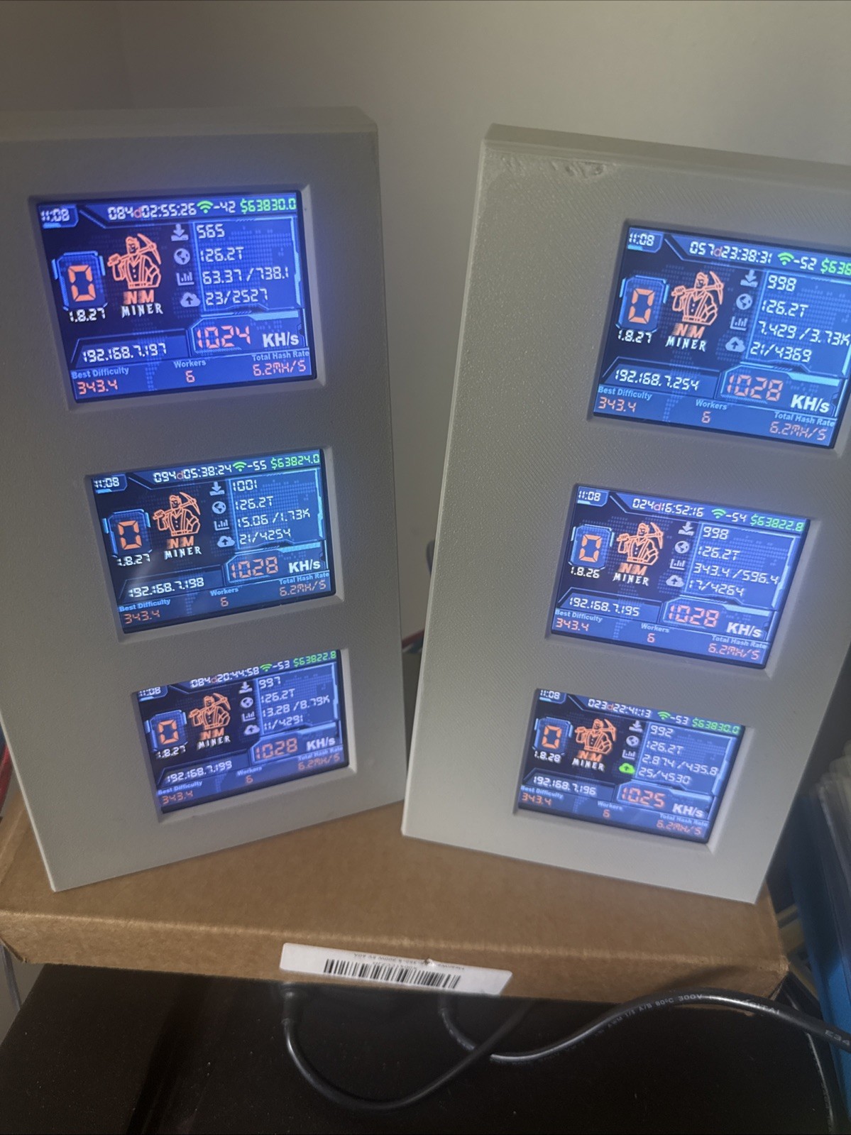 6x NM Bitcoin Solo Miners Bundle Ready to Mine Fully Tested 3d Printed Stand