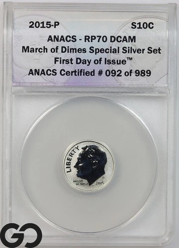 2015-W Roosevelt Dime, Deep Cameo PROOF, ANACS PR 70