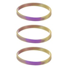 3pcs Plain Silicone Wristband 7 Inch 1/4 Inch Width,Purple,Yellow