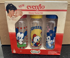Evenflo Disney Nurser 3 Bottle Kit NIP NOS Baby Donald Mickey Mouse Vtg 1990s