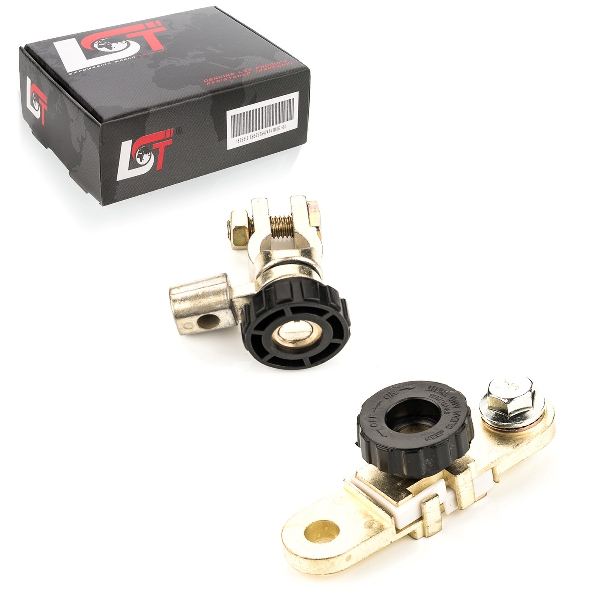 2x Battery Disconnect Isolator with Round Knob Black for VAUXHALL
