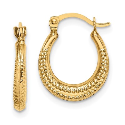 Creolen 14 Karat Gelbgold strukturiert runde Form L 15,35 mm