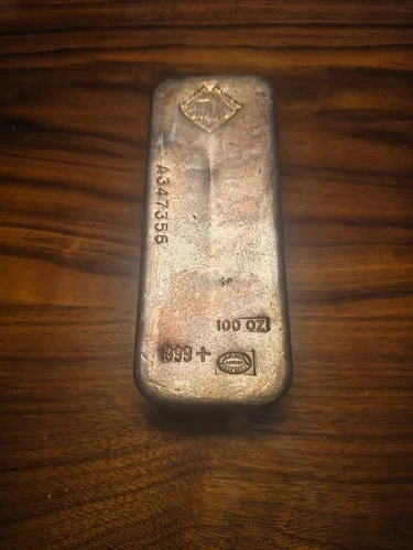 Authentic 100 oz Johnson Matthey .999 silver bar — Invest Grade Silver Bullion.