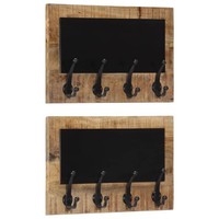 Wandgarderobe Mit 4 Haken Garderobe Kleiderablage 2 Stk. Massivholz Mango vidaXL