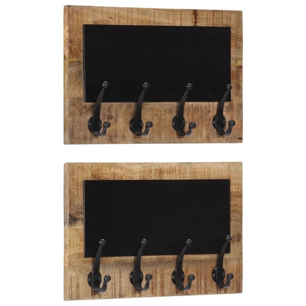 Wandgarderobe Mit 4 Haken Garderobe Kleiderablage 2 Stk. Massivholz Mango vidaXL-image