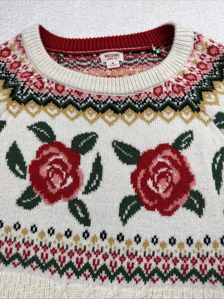 Suéter Tejido Mossimo Mujer Rosa Pescadores Casa Núcleo Romántico Fair Isle Med Foto 2 de 4