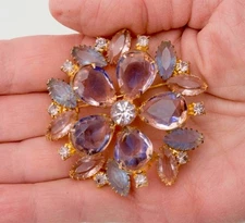 STUNNING JULIANA VINTAGE PURPLE LAVENDER RHINESTONE BROOCH PIN