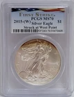 2015-(W) $1 American Silver Eagle PCGS MS70 FIRST STRIKE Struck At West Point