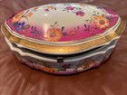 Vtg Paul's Limoges HandPainted Porcelain Large Lidded Dish w/ Floral 10" X 4" — photo 1