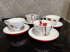 Mikasa Porcelain Pure Red SL 134 Tea Cup and Saucer Set Of 4 New 