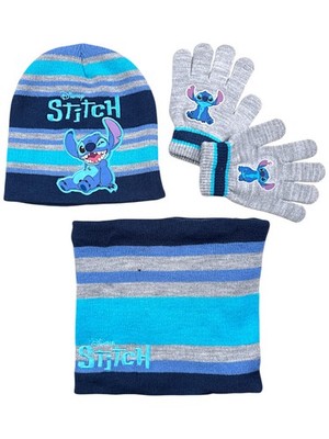 Winter Mütze Disney Stitch Set 3-teilig mit Schal, Handschuhen Einheitsgröße