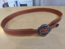 Vintage Liz Claiborne Women's Belt Large Brown Western Leather Casual Cowgirl