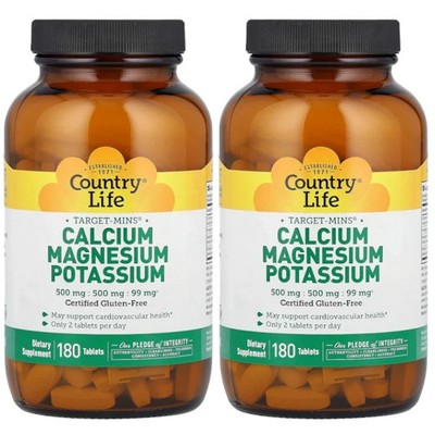 Country Life Target-Mins   Calcium Magnesium Potassium 180 Tabs (Pack of 2)