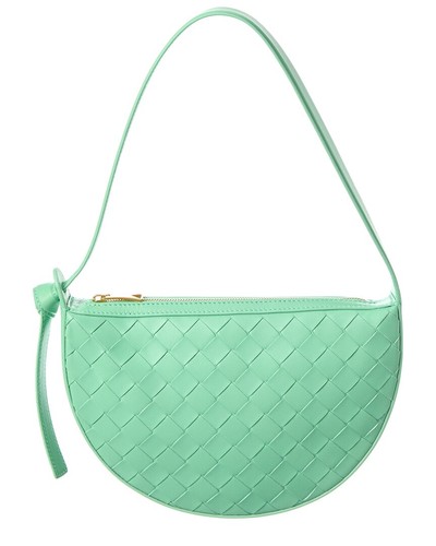 Bottega Veneta Sunrise Mini Intrecciato Leather Hobo Bag Women's Green