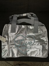 NWT Sparkly Shiny Shimmer Silver Duffle Bag Girls Justice