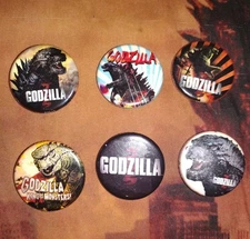 2 Pack of 6 Ata-Boy Godzilla 2014 Movie Metal Buttons